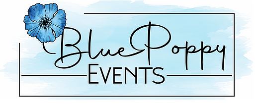 Blue Poppy events logo. 519 by 212 pixels