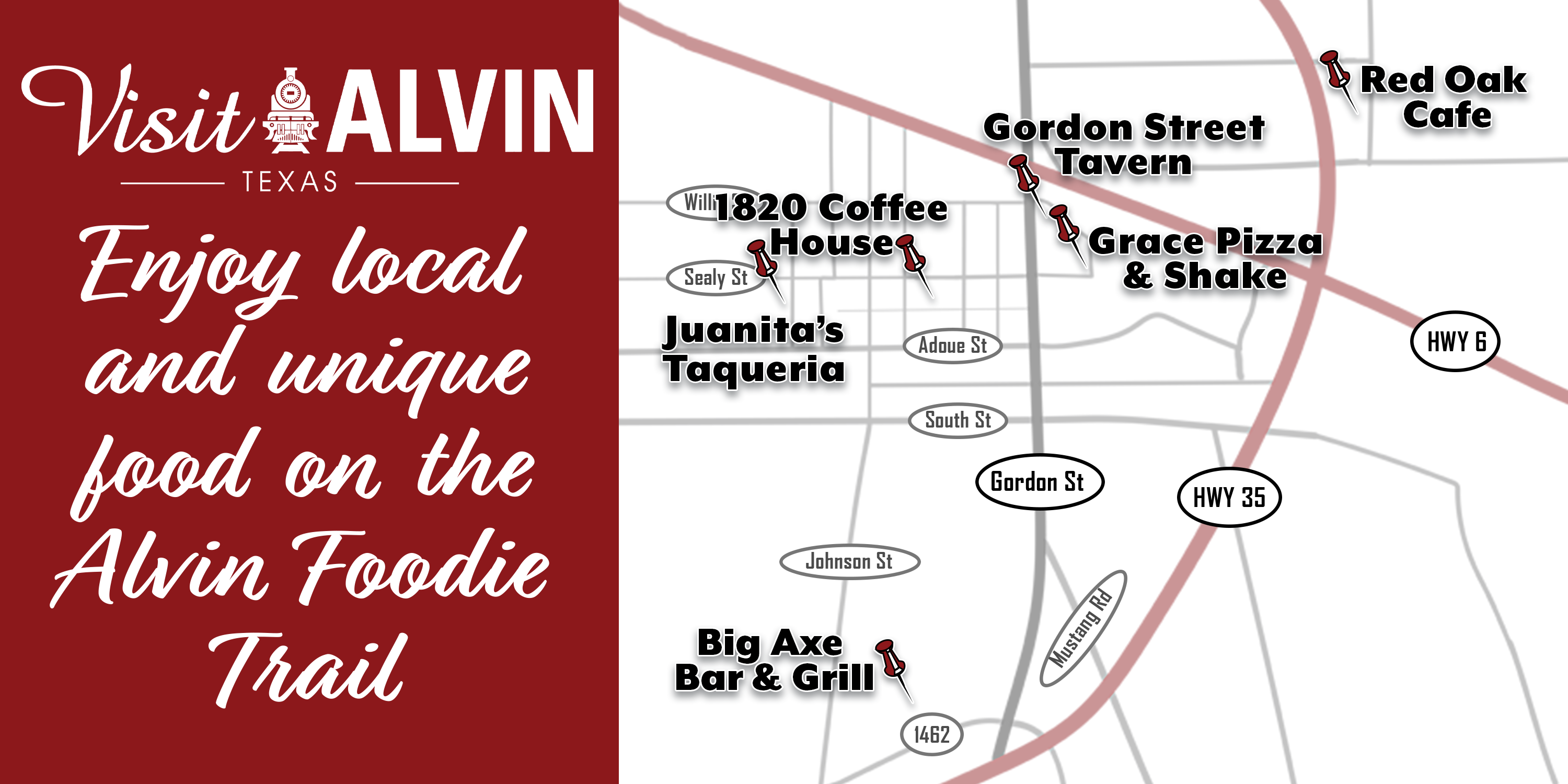 2024 Alvin Foodie Trail Map graphic